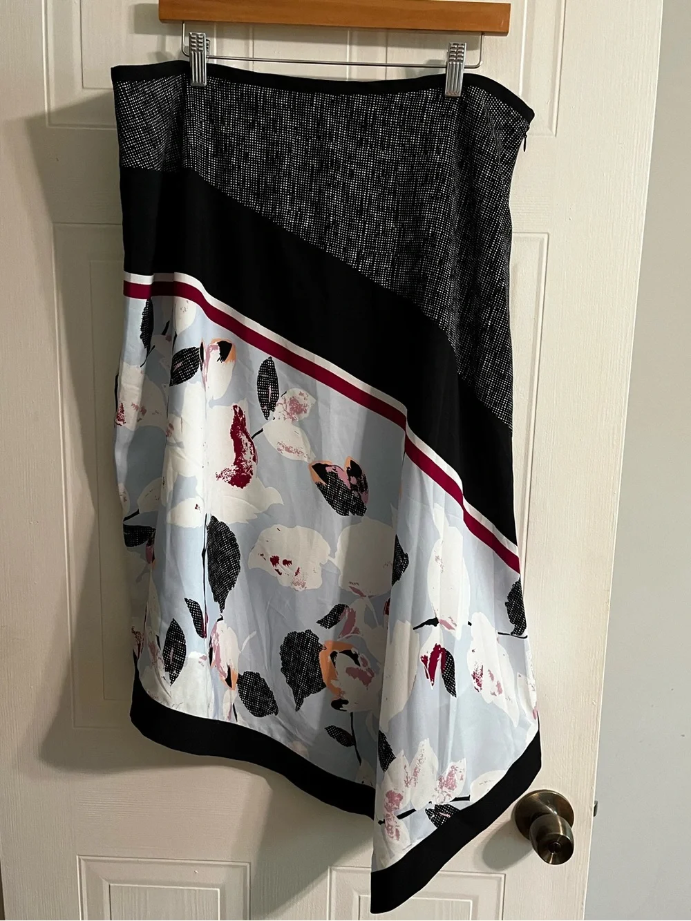 NWOT ASYMMETRICAL MIXED PRINT MIDI SKIRT - DKNY SIZE 16